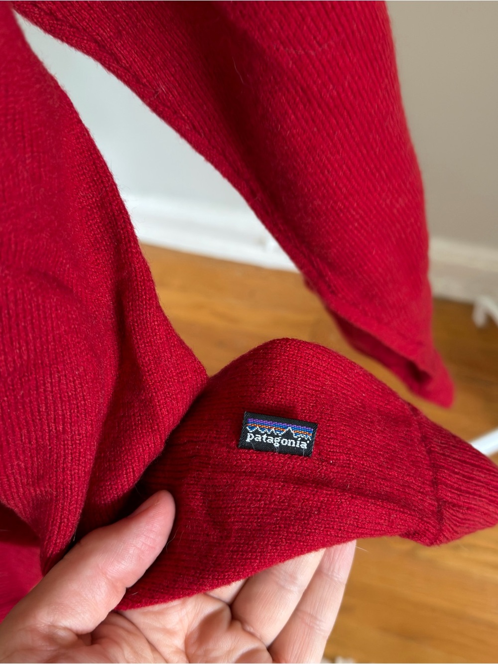 Patagonia Men's Red Half-Zip Lambs Wool Sweater - Picture 3 of 4